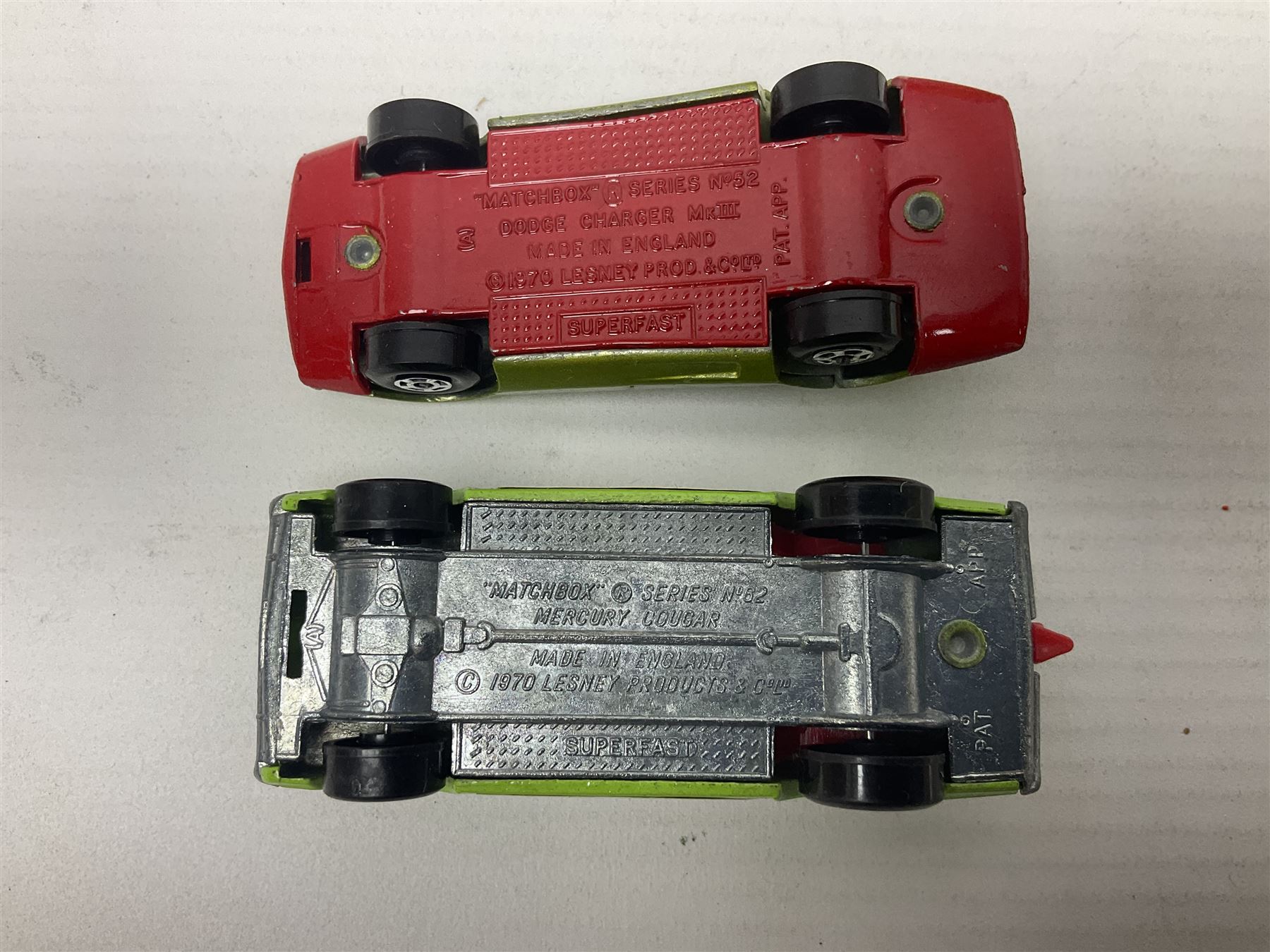 Matchbox 1-75 Series 'Superfast' ex-shop stock - eight models comprising 45c Ford Group 6, 52c Dodge Charge Mk.III, 53d Tanzara, 54c Ford Capri, 56c Pinifarina, 58d Woosh 'n' Push, 60c Lotus Super Seven and 62d Dragster; all boxed (8)