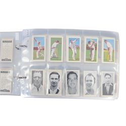 Collection of Edwardian and later Cricket related trading and cigarette cards, including complete set of fifty 1908 Will's Cigarettes Cards, fifteen 1922 The Boys Realm Famous Cricketers cards, part set of 1926 Players Cricketers Caricatures by RIP,  full set of sixteen 1958 Master Cricketing Series New Zealand, complete set of twenty five 1953 Mornflake Test Cricketers, etc, housed in three albums