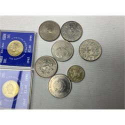 South Africa 1895 2 1/2 shillings, various Queen Elizabeth II five pound and two pound coins, pre euro coinage, pre decimal coinage etc
