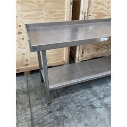 Large stainless steel two tier preparation table, lower right hand tier - THIS LOT IS TO BE COLLECTED BY APPOINTMENT FROM DUGGLEBY STORAGE, GREAT HILL, EASTFIELD, SCARBOROUGH, YO11 3TX