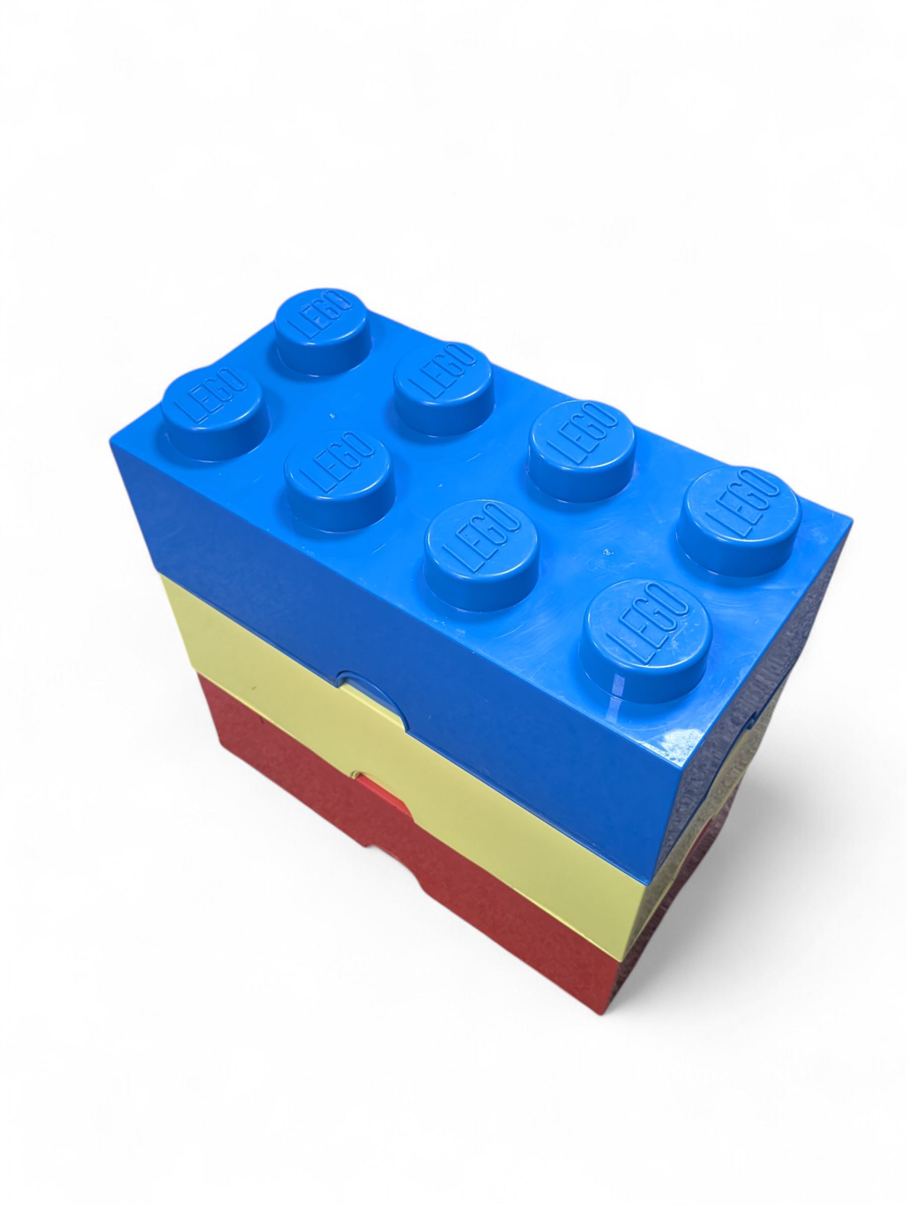 Collection of loose Lego, contained in three stackable Lego brick boxes