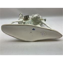 Lladro figure, Valencians group, modelled as a courting couple on horseback, sculpted by Fulgencio Garcia, with original box, no 4648, year issued 1969, year retired 1989, H44cm