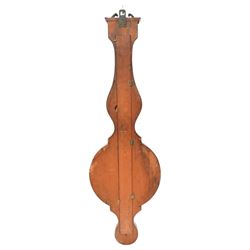 Zanetti of Manchester- late 19th century wheel barometer in a mahogany case with a break arch pediment, brass finial and rounded base, with a hydrometer, spirit bubble and boxed spirit thermometer, 12