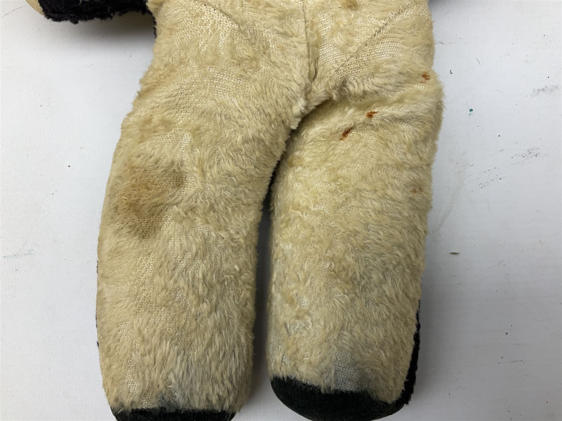 1950s fashion doll reputedly used for advertising children's wellingtons in a shoe shop window H30cm; and two soft toys (3)