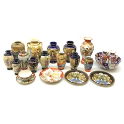  A group of 20th century Japanese pottery, to include Imari, Satsuma and Kutani examples.   