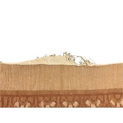 Late 20th century French style needle work Aubusson rug, circular field decorated with floral garlands and flower head motifs, multi-band border