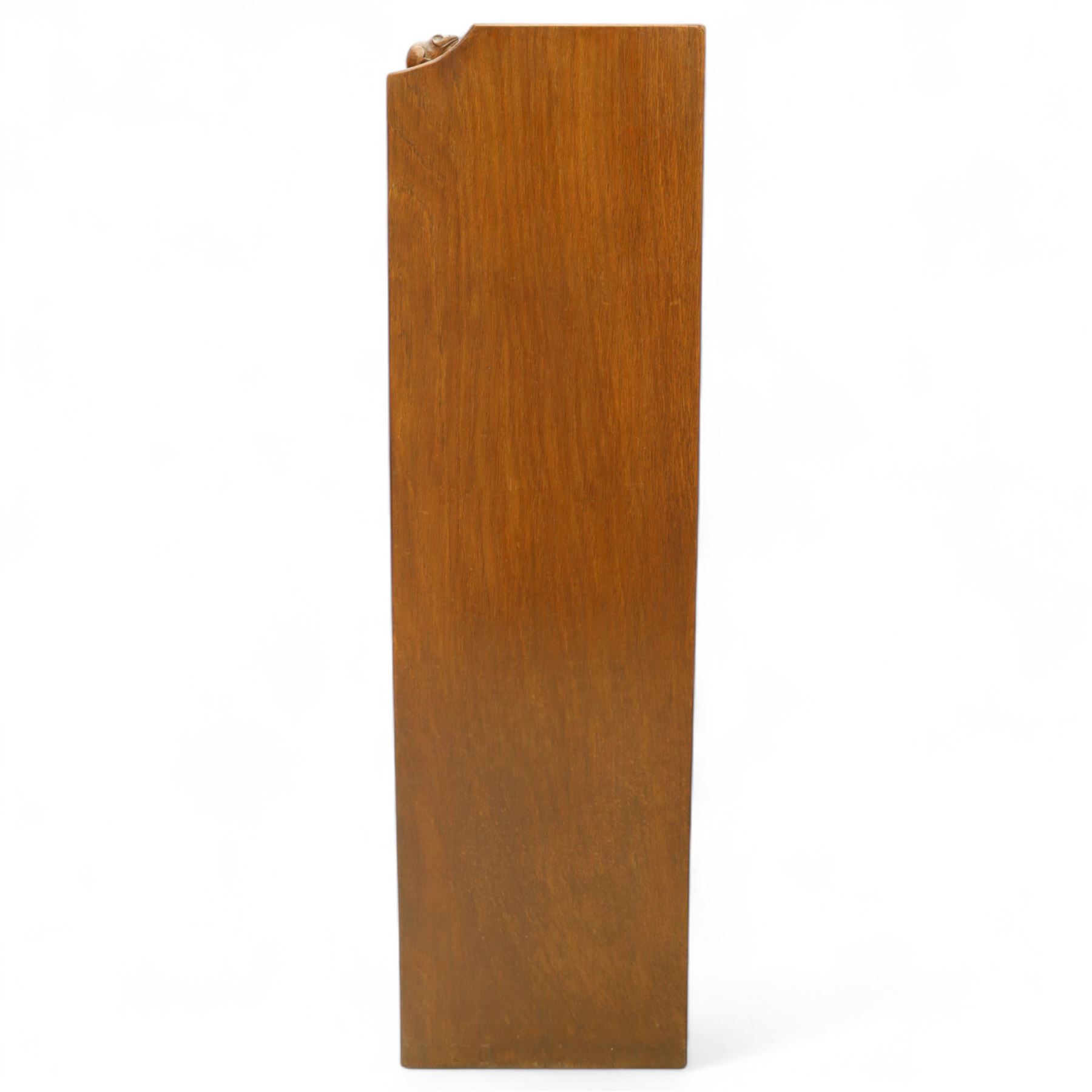 Mouseman - oak open bookcase, galleried top with the signature mouse motif carving, two adjustable shelves, by the workshop of Robert Thompson, Kilburn