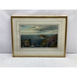 John Shapland (British 1865-1929): 'Lands End Cornwall', watercolour signed, inscribed on the mount 26cm x 44cm