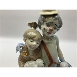 Two Lladro figures, comprising Pals Forever no 7686 and Destination Big Top no 6245, both with original boxes, largest example H23cm  