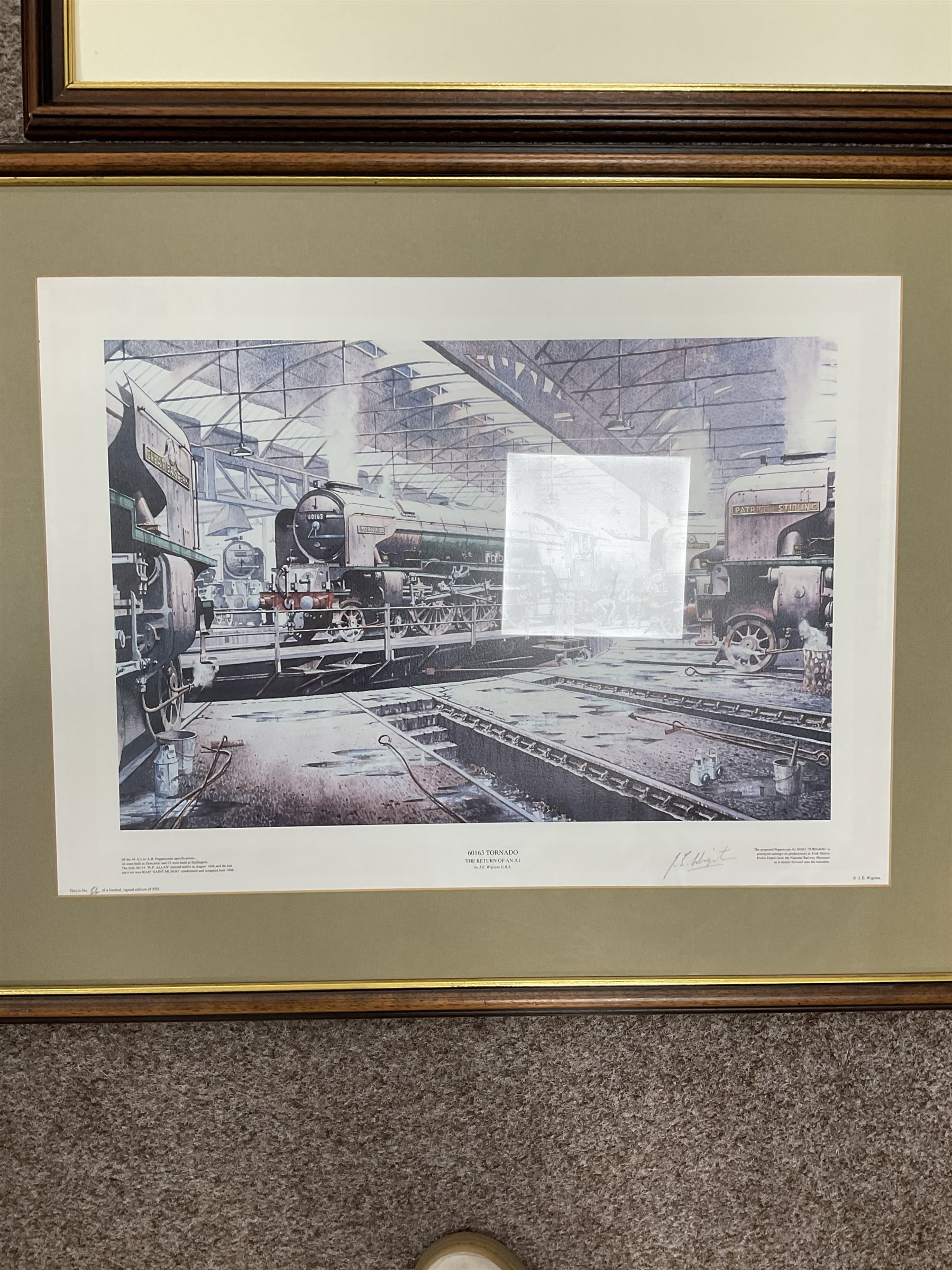 John Edwin Wigston (British 1939-): 'The Spirit of the North Eastern' '60163 Tornado' and four other Railway Prints, black and white and coloured prints signed in pencil max 35cm x 53cm (6)
