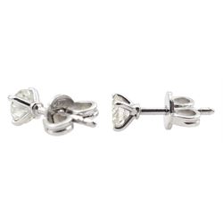 Pair of 18ct white gold round brilliant cut diamond stud earrings, total diamond weight approx 0.55 carat
