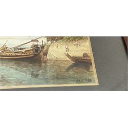 Maung Tun Hla (U Tun Hla) (Burmese 1874-1946): Royal Poinciana Tree on River Bank, pair watercolours signed M T Hla 16cm x 21cm (2)