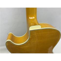 Ibanez George Benson 40th Anniversary arch top semi-acoustic guitar with floating pick-ups and mother-of-pearl inlay; model no.GB40THII serial no.S16120480; L104.5cm; in Ibanez hard carrying case with manual