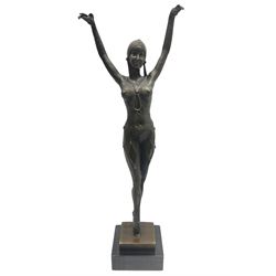 Art Deco style bronze, Starfish dancer, upon marble plinth, after Dimetri H Chiparus, signed and with foundry mark, H42cm