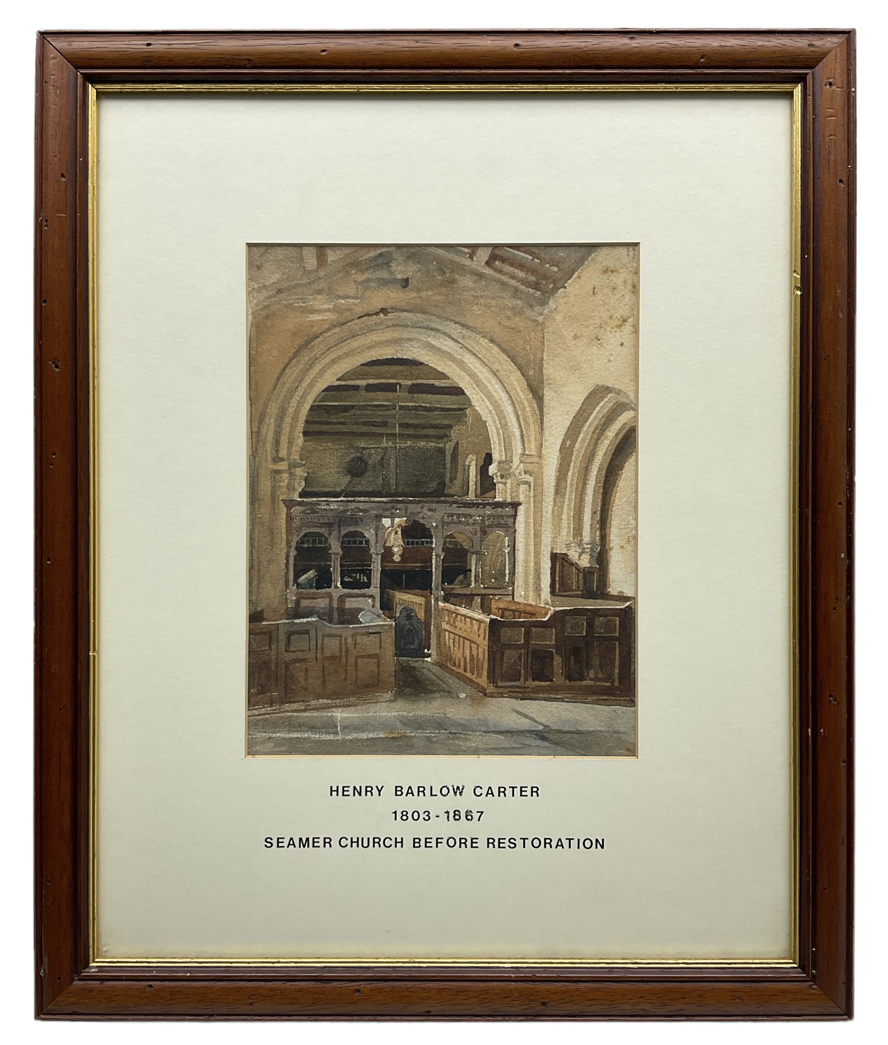 Henry Barlow Carter (British 1804-1868): 'Seamer Church Before Restoration', watercolour unsigned, attributed and titled on mount 25cm x 19cm