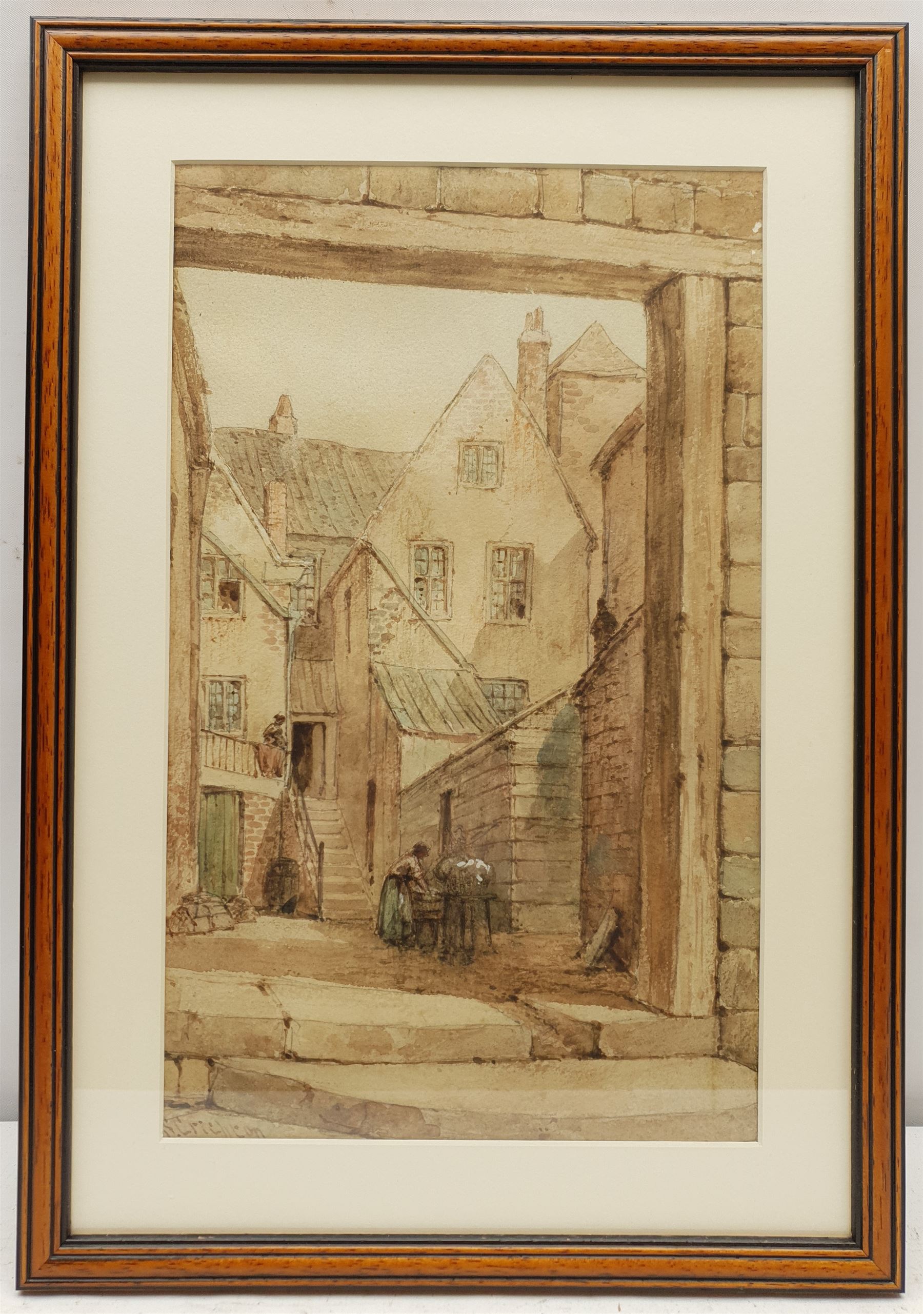 Neil Stuart Crichton (British 1854-1913): Arguments Yard Whitby, watercolour signed 37cm x 22cm