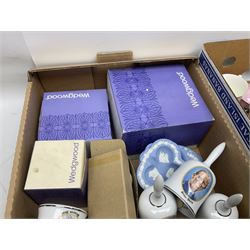Collection of Wedgwood Jasperware, to include candy box with lid, miniature vase, trinket dishes, together with other collectables in six boxes 