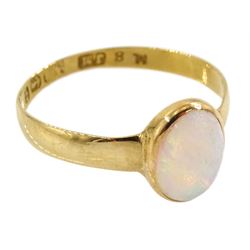 Victorian 18ct gold single stone opal ring, Birmingham 1890 