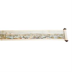 Frederick James Smyth (British 1841-1867): 'Grand Panorama of London and the River Thames - 18 Feet in Length', 19th century engraved prospect map with hand-colouring pub. Azulay, Thames Tunnel 1849, 17cm x 549cm