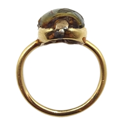 14ct gold stone set scarab beetle ring