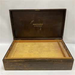 Meccano - original set number ten wooden outfit chest with two lift-out trays