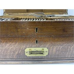 Mappin & Webb silver plated park canteen of cutlery, the oak case with hinged lid above a fitted drawer, and sunken brass handles, H19cm, L52cm