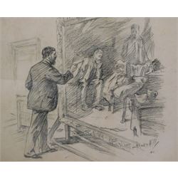 Leonard Raven-Hill (British 1867-1942): Sir Luke Fildes painting ‘The Doctor’, pencil signed and dated ‘91, 23cm x 28cm