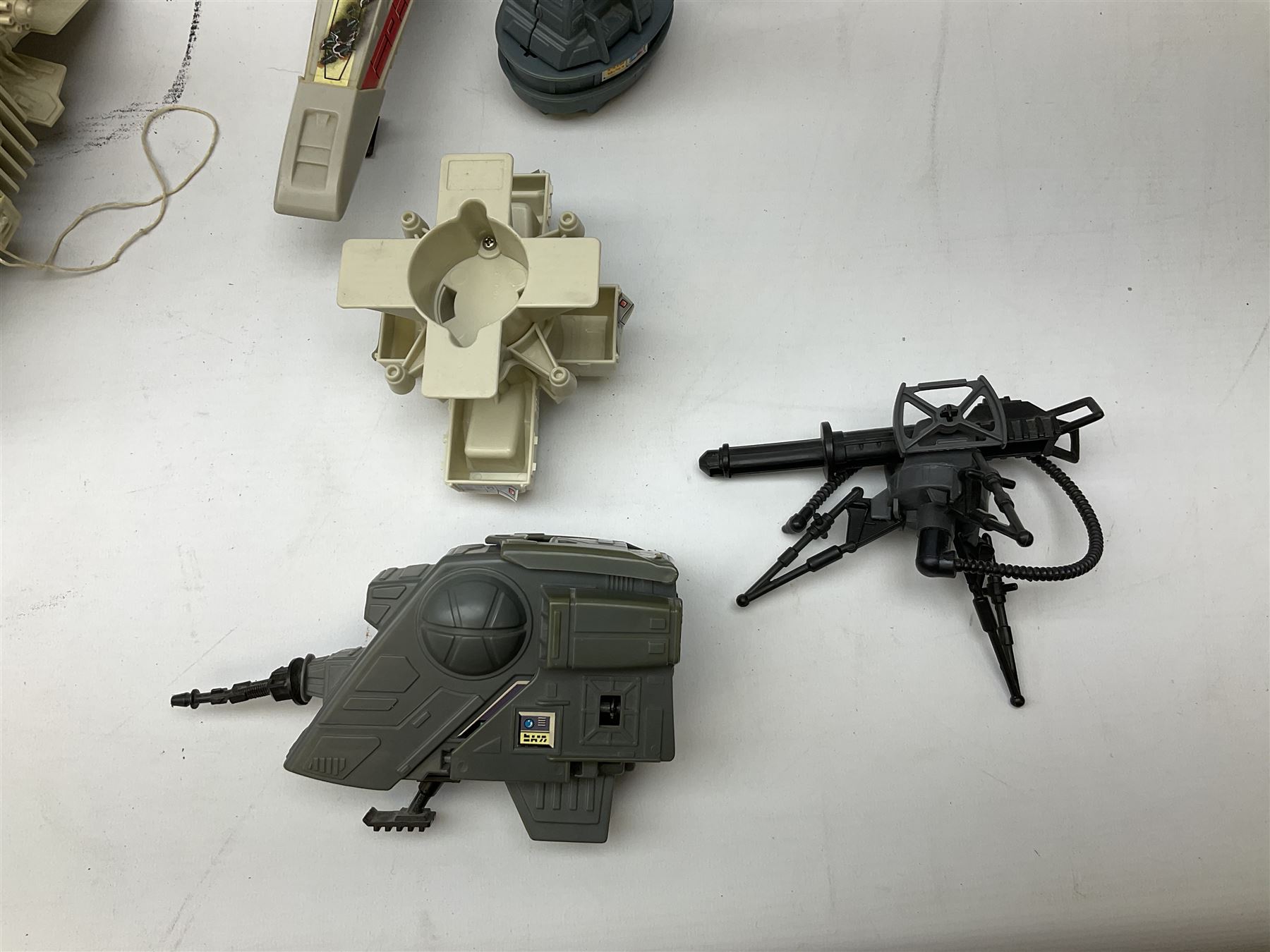 Star Wars - thirteen early 1980s vehicles/equipment including X-Wing Fighter; Snowspeeder; Slave 1 (Boba Fett's Spaceship); Scout Walker C7; Mobile Laser Cannon; Tripod Laser Cannon; Speeder Bike; Radar laser Cannon; two Vehicle Maintenance Energisers etc; all unboxed (13)
