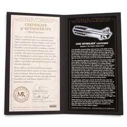 Limited Master Replicas Star Wars Luke Skywalker's Lightsaber no. SW-110, 1:1 scale, in box with outer cardboard sleeve, with certificate, separate acrylic display case and plaque, limited edition no. 897/2500