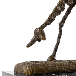 After Giacometti, bronze figure The Dog, on rectangular marble base, H22cm, L42cm
