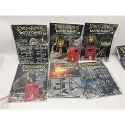 DeAgostini Lord of the Rings Battle Games in Middle-Earth magazines, issues 1 - 28 (lacking no.2), with models, all but one unopened, unbuilt and unpainted (27)