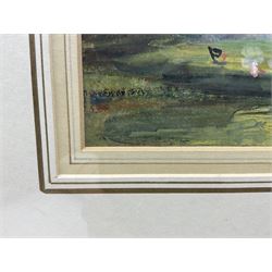 Rowland Henry Hill (Staithes Group 1873-1952): Hanging out Washing at Ugthorpe Mill, watercolour signed 21cm x 26cm