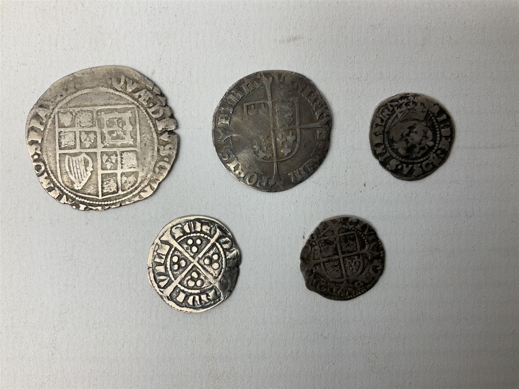 Queen Victoria 1861 penny, 1876 sixpence coin, five early silver coins including Elizabeth I etc