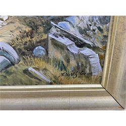 Edgar Santos Nucum (Australian 20th century): The Great Wall of China, oil on canvas signed 47cm x 64cm