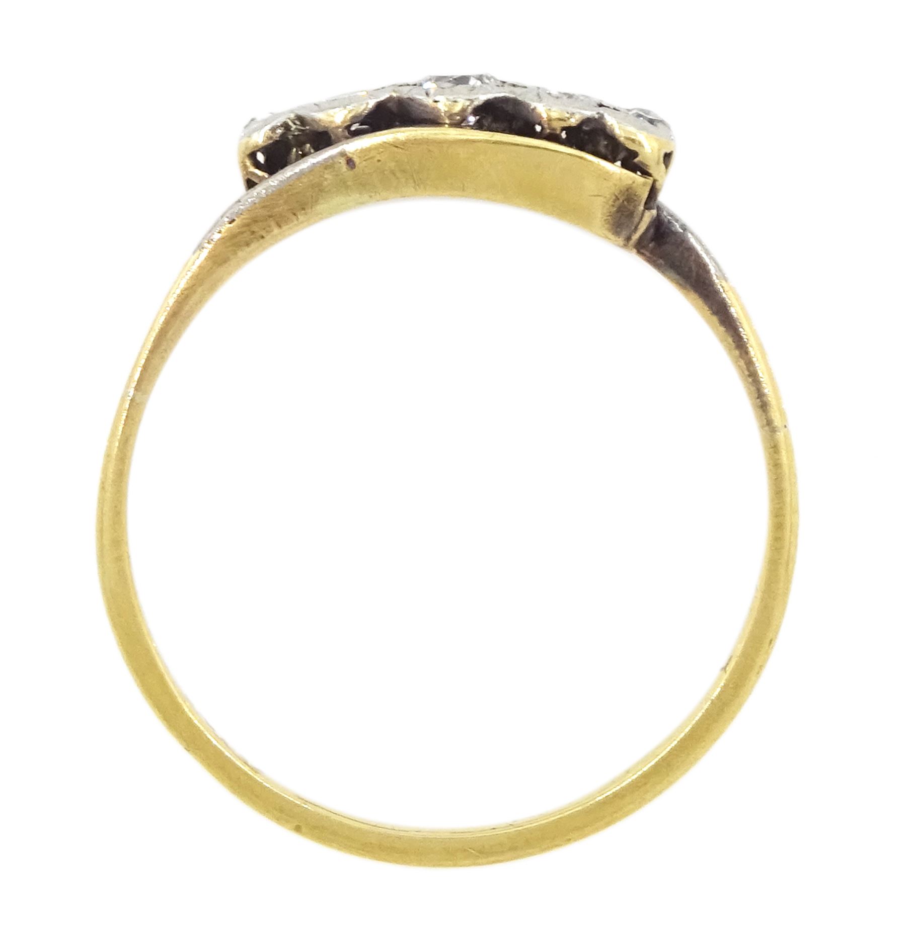 18ct gold illusion set, five stone diamond ring, stamped