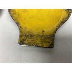 Gold plated leaping Jaguar car mascot, no.7'24265'3WB L12.5cm; three AA car badges and Veteran Motorists car badge; and quantity of 1950s fuel and general ration books