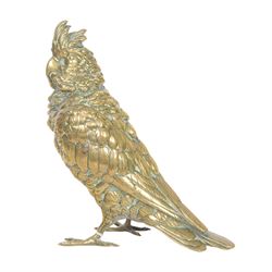 German brass cockatoo, signed Geschutzt, H18cm