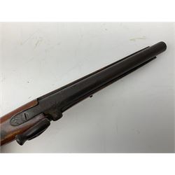 Re-manufactured percussion converted from flintlock single barrel pistol, the 20cm barrel with ramrod under, reused back action lock, brass furniture and hardwood stock L41cm overall
