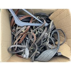 Quantity of horse tack and equipment to include Hauptner electric horse clippers, The Horseman Electric Clippers, bits, bridles, girths, rugs, jodpa boots etc  