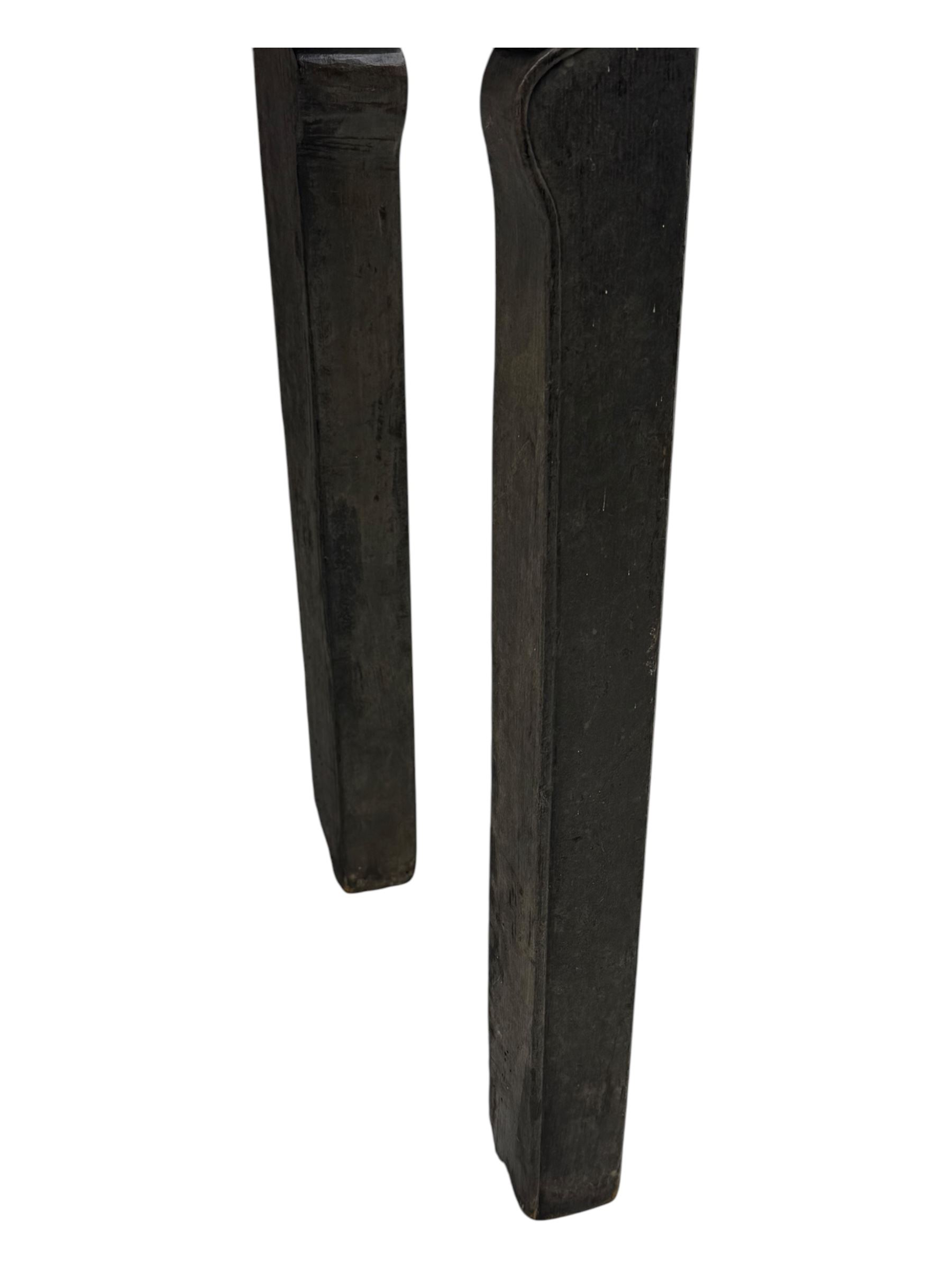 19th century Chinese black lacquer console table, rectangular moulded top over full-width drawer and scalloped apron with carved corner details, raised on square-section legs