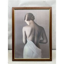After Philippe Boudoy (Spanish 20th Century): Ladies with Draped Robes, pair of prints 69cm x 49cm (2)