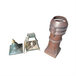  Terracotta chimney pot along with green painted outdoor lamp