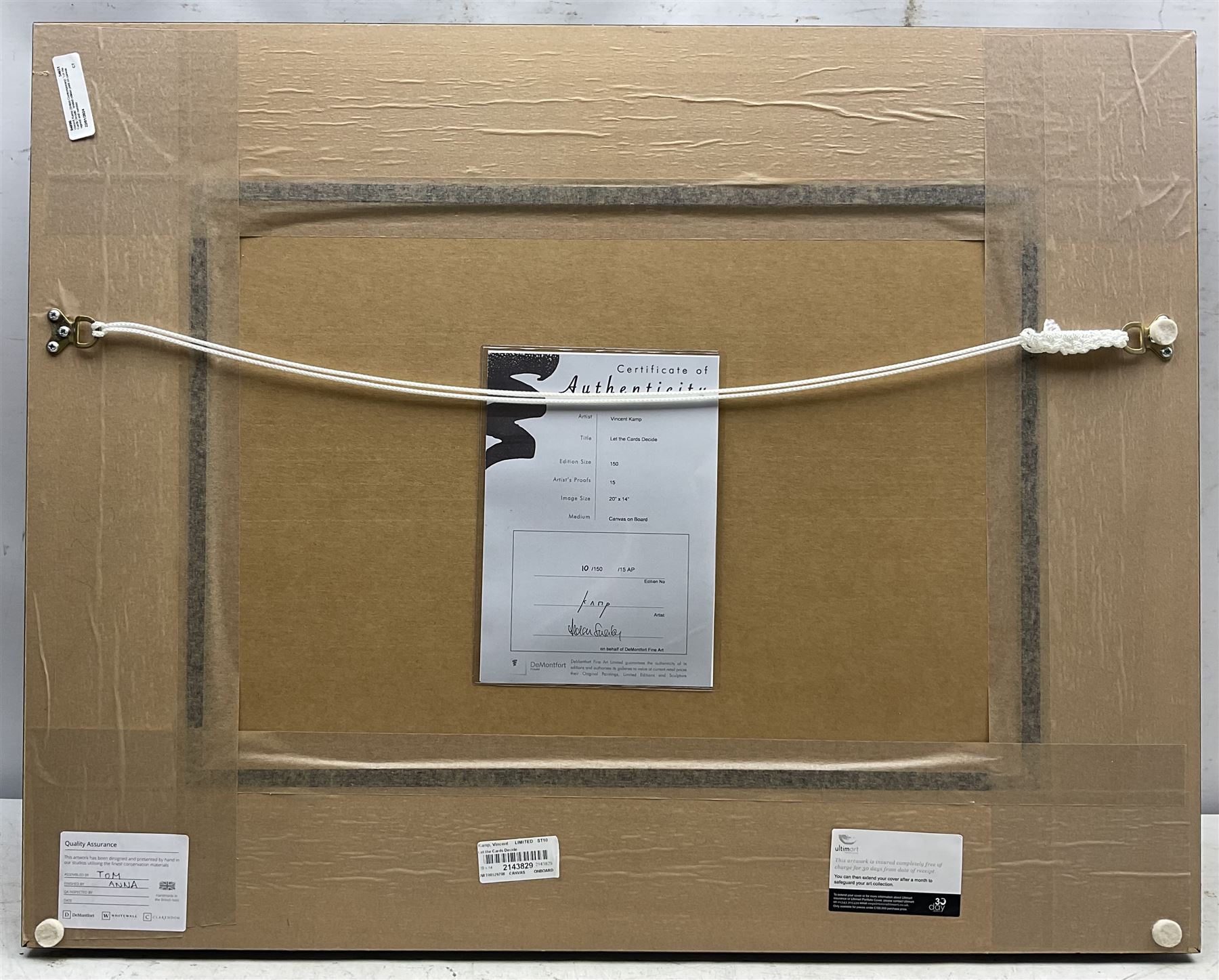 Vincent Kamp (British Contemporary): 'Let the Cards Decide', limited edition print on canvas signed and numbered 10/150, 34cm x 50cm