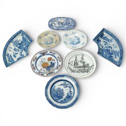 19th century Dillwyn Swansea pottery plate transfer printed in black with two masted saili...