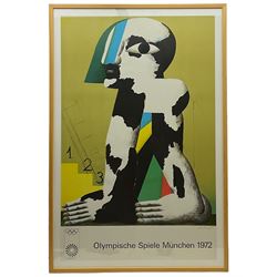 After Horst Antes (German 1936-): Olympische Spiele München 1972, colour poster with facsimile signature 100cm x 64cm