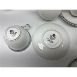 Royal Worcester Beaufort tea service, comprising teapot, milk jug, open saucier, eleven teacups, twelve saucers, eight dessert plates and one cake plate