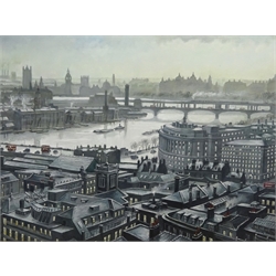Steven Scholes (Northern British 1952-): 'Blackfriars Bridge from St Paul's' London 1958, oil on canvas signed, titled verso 44cm x 59.5cm  