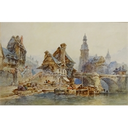  Paul Marny (French/British 1829-1914): Continental City Waterfront, watercolour signed 30cm x 45cm  