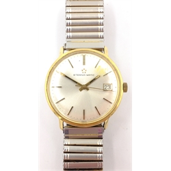  Eterna-matic 9ct gold wristwatch circa 1970s on expanding bracelet  
