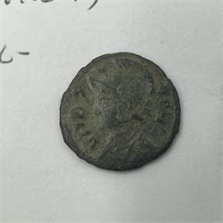 Three House of Constantine bronze coins to include Constantine the Great URBS ROMA; Crispus (AD 317-326) and Constantine II (AD 337-340), both PLON London mint, with small group of Roman etc metal detecting find coins (17) 